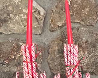 Handmade Candy Cane Taper Candle Holders