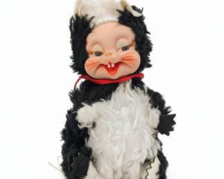Vintage Pepe Le Pew Skunk Plush Toy with Rubber Face