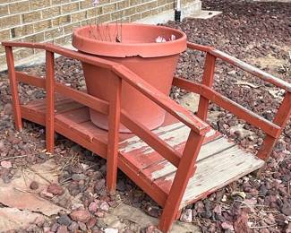 Wooden Garden Bridge with Planter