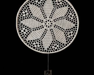 Vintage Crochet Mandala Wall Hanging with Decorative Ornaments