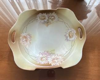 Vintage R.S. Tillowitz Silesia Hand-Painted Porcelain Serving Tray with Chrysanthemums