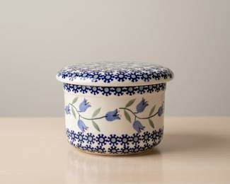 Polish Pottery Bluebell Butter Dish