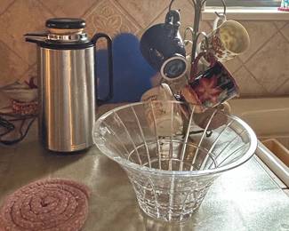 Vintage Hario V60 Glass Coffee Dripper with Stainless Steel Thermos and Mug Rack