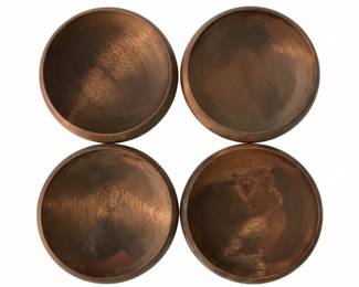 Set of Four Hand Hammered Copper Bowls