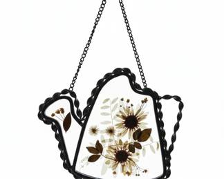 Stained Glass Watering Can Suncatcher with Sunflowers and Leaves