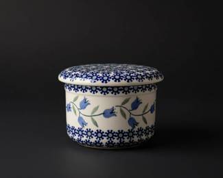 Polish Pottery Bluebell Butter Dish