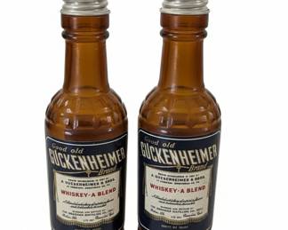 Vintage Guckenheimer Whiskey-A Blend Amber Glass Salt and Pepper Shakers