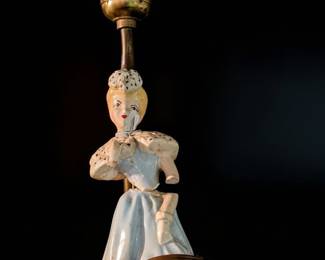 Vintage Ceramic Figural Lamp Base - Woman in Blue Gown