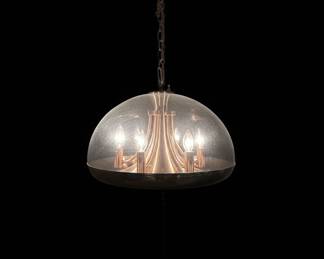 Mid-Century Modern Dome Pendant Light with Copper Accents