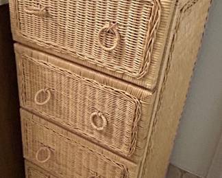 Vintage Rattan 4-Drawer Chest