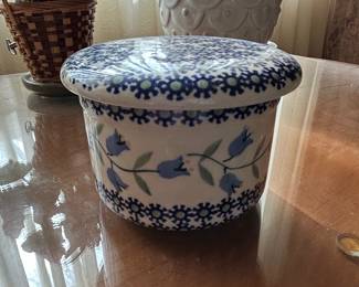 Polish Pottery Bluebell Butter Dish