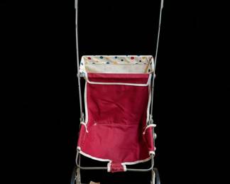 Vintage Metal Doll Stroller with Polka Dot Interior