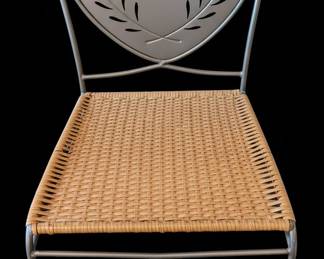 Wicker and Metal Dining Chair with Leaf Motif