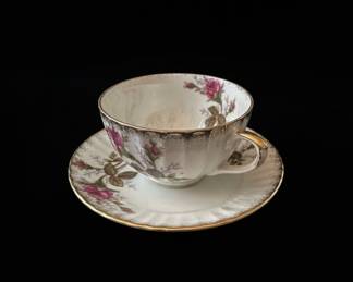 Vintage Rose Chintz Teacup and Saucer Set - Likely Royal Sealy or similar Japanese maker