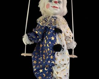 Vintage Clown Marionette Doll on Swing