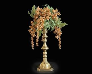 Set of 3 Etched Crystal Coupe Glasses with Brass Candlestick and Commemorative Plate