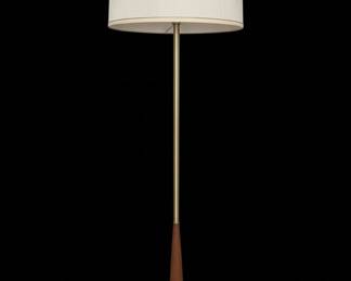 Mid-Century Modern Teak and Brass Floor Lamp by Laurel