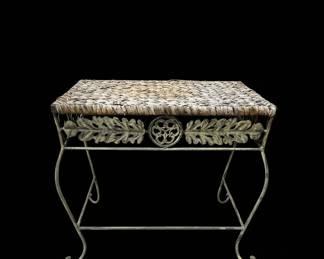 Vintage Woven Top Metal Plant Stand