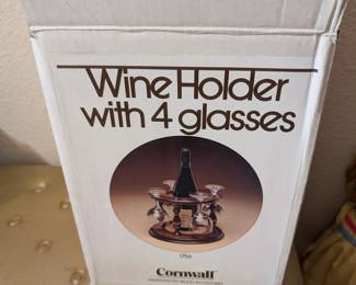 Cornwall Handcrafted Wood Accessories Wine Holder with 4 Glasses