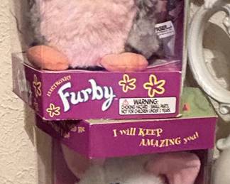 Vintage Furby "Leopard" Electronic Toy (Gray and Pink)