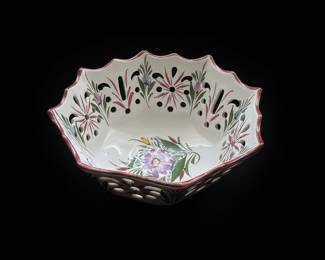 RCCL Portugal Hand Painted Floral Ceramic Basket