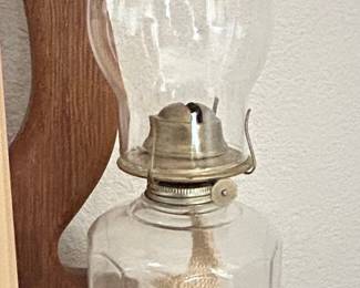 Vintage Clear Glass Oil Lamp with Eagle Burner