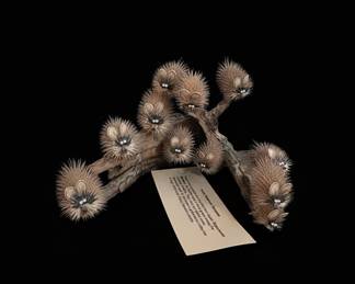 Handcrafted Teasel Raccoon Folk Art