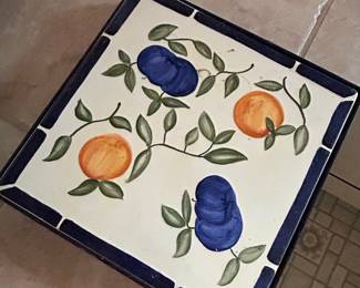 Vintage Italian Ceramic Tile Trivet with Fruit Design - Frutteto Pattern