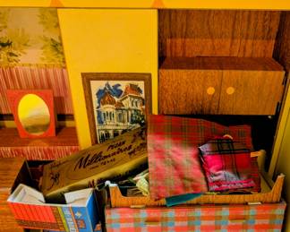 Vintage 1962 Mattel Barbie Dream House Cardboard Doll House with Accessories