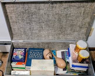 Vintage Aluminum Footlocker Trunk with Fabric Interior