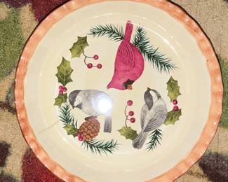 Sonoma "Knollwood" Ceramic Pie Plate with Winter Birds