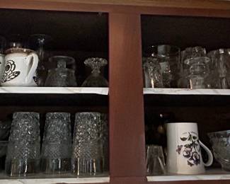 Assorted Vintage Glassware and Ceramic Pitcher