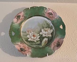 Hand-Painted Porcelain Decorative Plate with Water Lilies by R.S. Prussia