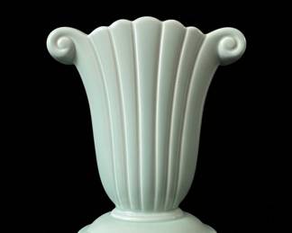 Mid-Century McCoy Pottery Fluted Vase with Scroll Handles