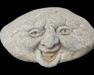 Carved Stone Face Garden Ornament