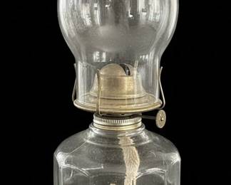 Antique Clear Glass Oil Lamp with P&A Eagle Burner