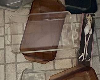 Vintage Pyrex and Anchor Hocking Cranberry Glass Bakeware Set