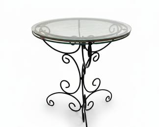 Vintage Wrought Iron and Glass Accent Table