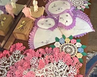 Vintage Crochet Doilies and Linens Set