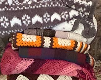 Vintage Handmade Quilted and Crocheted Blankets Lot
