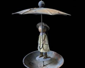Tin Litho Girl Umbrella Figure