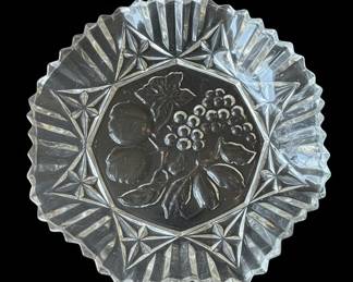 Federal Glass Pioneer Fruit Pattern Serving Platter and Ice Bucket Set