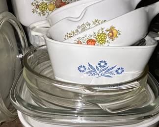 CorningWare "Spice of Life" Pattern Casserole Dishes and Pyrex Lids
