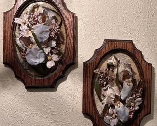 Set of Two Mid-Century Floral Porcelain Wall Plaques