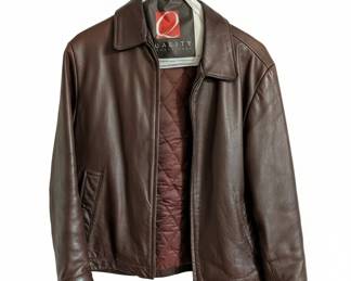 Men's Brown Leather Bomber Jacket