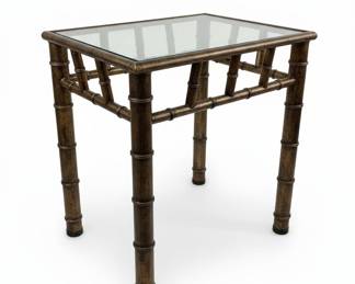 Hollywood Regency Faux Bamboo & Glass Coffee Table