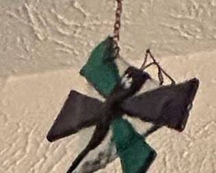 Mid-Century Modern Stained Glass Windmill Suncatcher