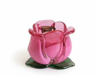 Murano Glass Rose Candle Holder