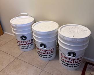 Very heavy, 5 gallon buckets of emergency food