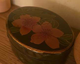 Oval Trinket Box with Floral Motif